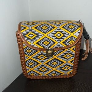 Mexx Yellow and Brown Patterned bag missing strap